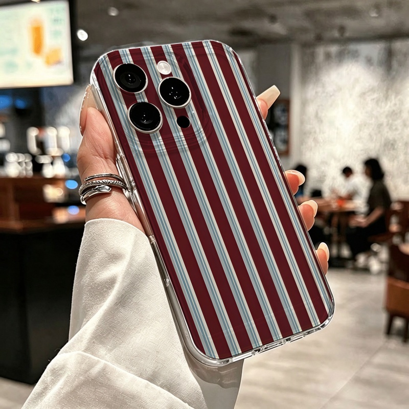 Burgundy Blue Striped Pattern  - Apple Iphone 15 review and price